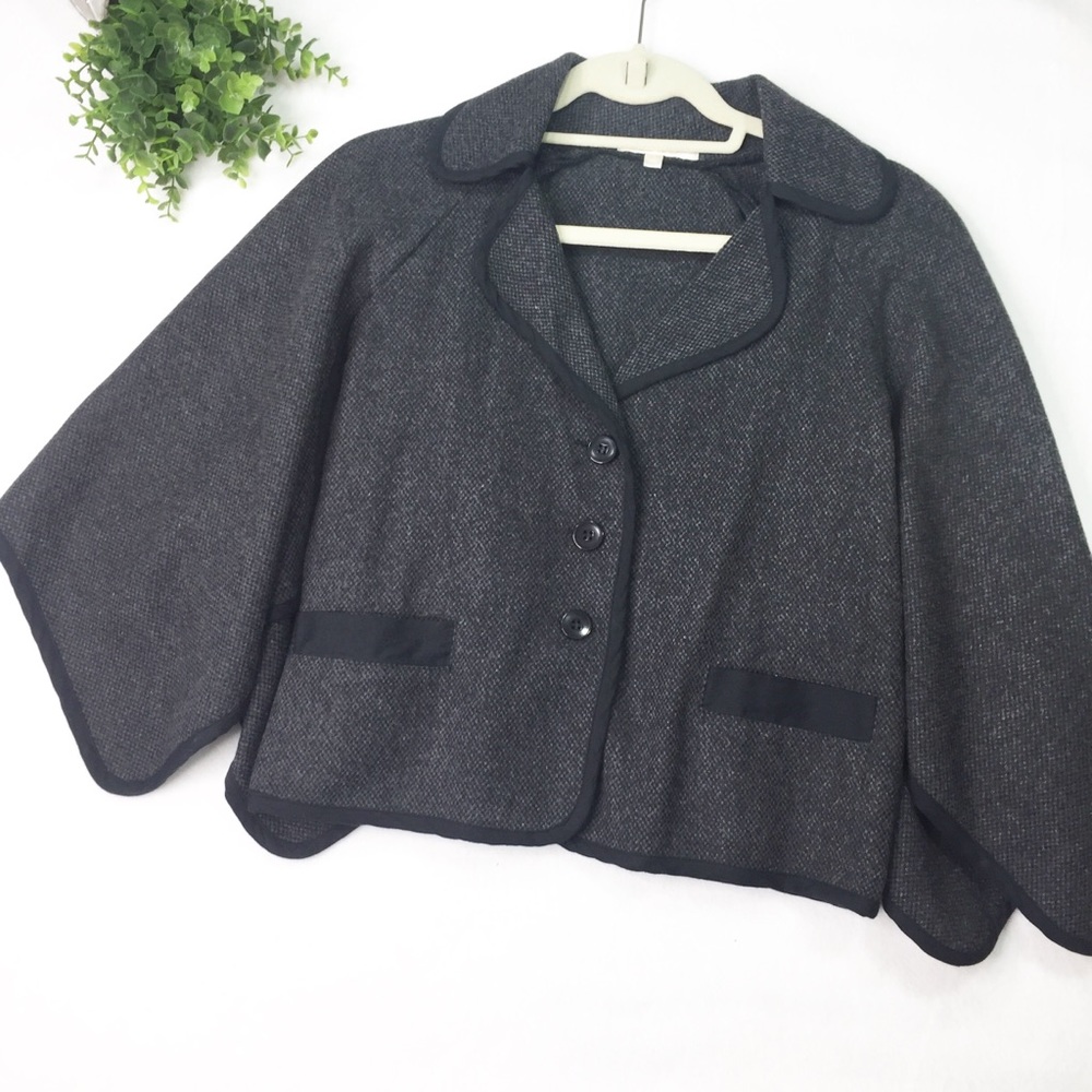 Cape Blazer Ashe Wood 3/4 Sleeve Wool Blend